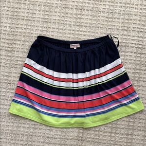 Juicy Couture Navy Multi-Stripe Skater Skirt with Lime Hem